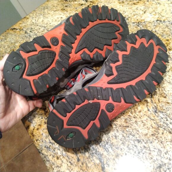 Rare Timberland Wakeby Nubuck Leather Gray Red Sandals A14NN Mens Size US 11 - Picture 9 of 9